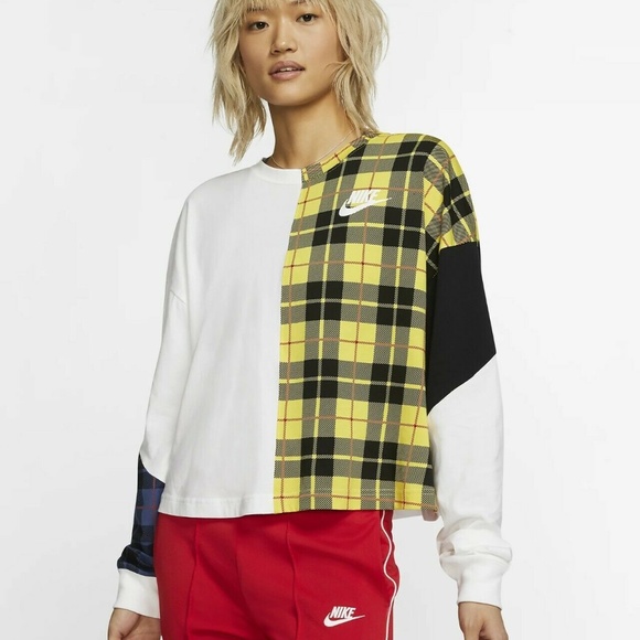 Nike Tops - Nike Sportswear NSW Womens Long-Sleeve Plaid Top